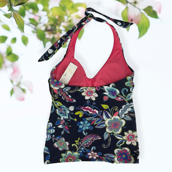 ANNE Cole Shirred Halter Tankini TOP Size Small - Picture 7 of 8